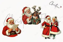 Retro Santa Claus Clipart | Retro Christmas PNG Product Image 3