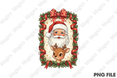 Retro Santa Claus &amp; Reindeer PNG Product Image 1