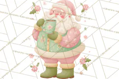 Retro Pastel Santa PNG, Mid Century Christmas Clipart Product Image 2