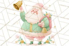 Retro Pastel Santa PNG, Mid Century Christmas Clipart Product Image 4
