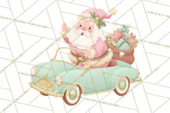 Retro Pastel Santa PNG, Mid Century Christmas Clipart Product Image 5