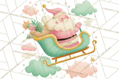 Retro Pastel Santa PNG, Mid Century Christmas Clipart Product Image 2