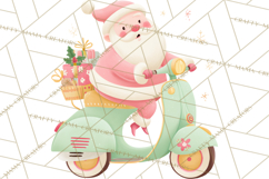 Retro Pastel Santa PNG, Mid Century Christmas Clipart Product Image 3