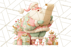Retro Pastel Santa PNG, Mid Century Christmas Clipart Product Image 4