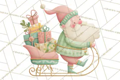 Retro Pastel Santa PNG, Mid Century Christmas Clipart Product Image 5