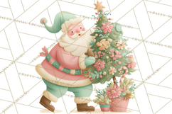 Retro Pastel Santa PNG, Mid Century Christmas Clipart Product Image 3