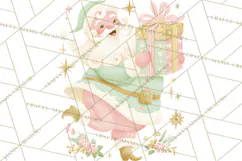 Retro Pastel Santa PNG, Mid Century Christmas Clipart Product Image 2