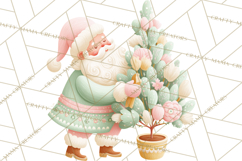 Retro Pastel Santa PNG, Mid Century Christmas Clipart Product Image 4