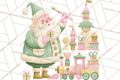 Retro Pastel Santa PNG, Mid Century Christmas Clipart Product Image 5