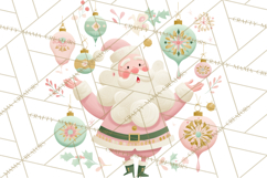 Retro Pastel Santa PNG, Mid Century Christmas Clipart Product Image 2