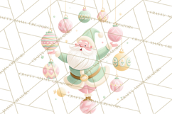 Retro Pastel Santa PNG, Mid Century Christmas Clipart Product Image 3