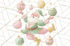 Retro Pastel Santa PNG, Mid Century Christmas Clipart Product Image 4