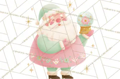 Retro Pastel Santa PNG, Mid Century Christmas Clipart Product Image 2
