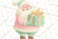 Retro Pastel Santa PNG, Mid Century Christmas Clipart Product Image 3