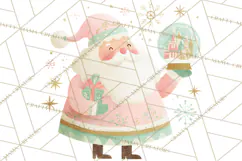 Retro Pastel Santa PNG, Mid Century Christmas Clipart Product Image 4