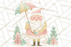 Retro Pastel Santa PNG, Mid Century Christmas Clipart Product Image 5