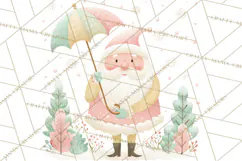 Retro Pastel Santa PNG, Mid Century Christmas Clipart Product Image 5