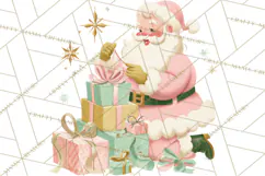 Retro Pastel Santa PNG, Mid Century Christmas Clipart Product Image 3