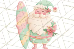 Retro Pastel Santa PNG, Mid Century Christmas Clipart Product Image 2
