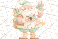 Retro Pastel Santa PNG, Mid Century Christmas Clipart Product Image 4