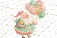 Retro Pastel Santa PNG, Mid Century Christmas Clipart Product Image 5