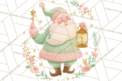 Retro Pastel Santa PNG, Mid Century Christmas Clipart Product Image 2