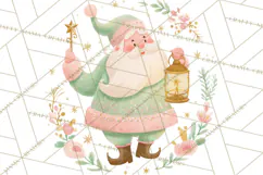 Retro Pastel Santa PNG, Mid Century Christmas Clipart Product Image 2