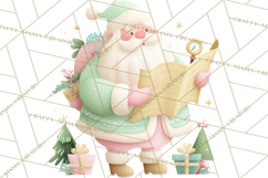 Retro Pastel Santa PNG, Mid Century Christmas Clipart Product Image 3