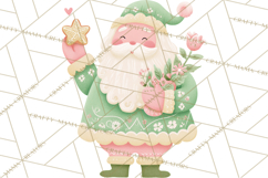 Retro Pastel Santa PNG, Mid Century Christmas Clipart Product Image 4
