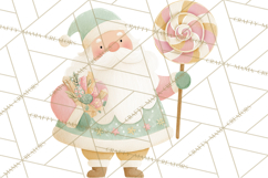 Retro Pastel Santa PNG, Mid Century Christmas Clipart Product Image 5