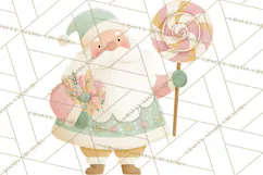 Retro Pastel Santa PNG, Mid Century Christmas Clipart Product Image 5
