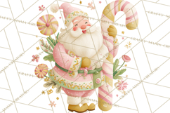 Retro Pastel Santa PNG, Mid Century Christmas Clipart Product Image 2