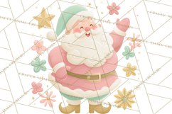 Retro Pastel Santa PNG, Mid Century Christmas Clipart Product Image 4