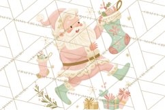 Retro Pastel Santa PNG, Mid Century Christmas Clipart Product Image 4
