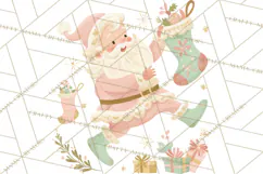 Retro Pastel Santa PNG, Mid Century Christmas Clipart Product Image 4