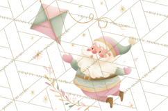 Retro Pastel Santa PNG, Mid Century Christmas Clipart Product Image 5