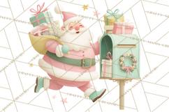 Retro Pastel Santa PNG, Mid Century Christmas Clipart Product Image 2