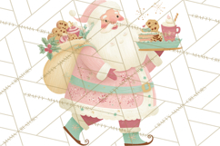 Retro Pastel Santa PNG, Mid Century Christmas Clipart Product Image 4