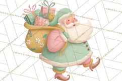 Retro Pastel Santa PNG, Mid Century Christmas Clipart Product Image 2