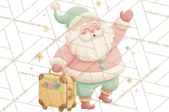 Retro Pastel Santa PNG, Mid Century Christmas Clipart Product Image 5
