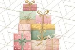Retro Pastel Santa PNG, Mid Century Christmas Clipart Product Image 2