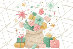 Retro Pastel Santa PNG, Mid Century Christmas Clipart Product Image 3