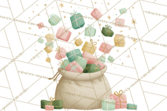 Retro Pastel Santa PNG, Mid Century Christmas Clipart Product Image 4