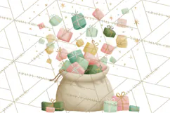 Retro Pastel Santa PNG, Mid Century Christmas Clipart Product Image 4