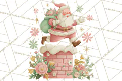 Retro Pastel Santa PNG, Mid Century Christmas Clipart Product Image 2
