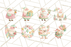 Retro Pastel Santa PNG, Mid Century Christmas Clipart Product Image 3