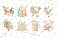 Retro Pastel Santa PNG, Mid Century Christmas Clipart Product Image 5