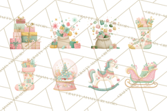 Retro Pastel Santa PNG, Mid Century Christmas Clipart Product Image 4