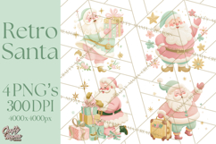 Retro Pastel Santa PNG, Mid Century Christmas Clipart Product Image 1