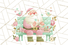 Retro Pastel Santa PNG, Mid Century Christmas Clipart Product Image 3